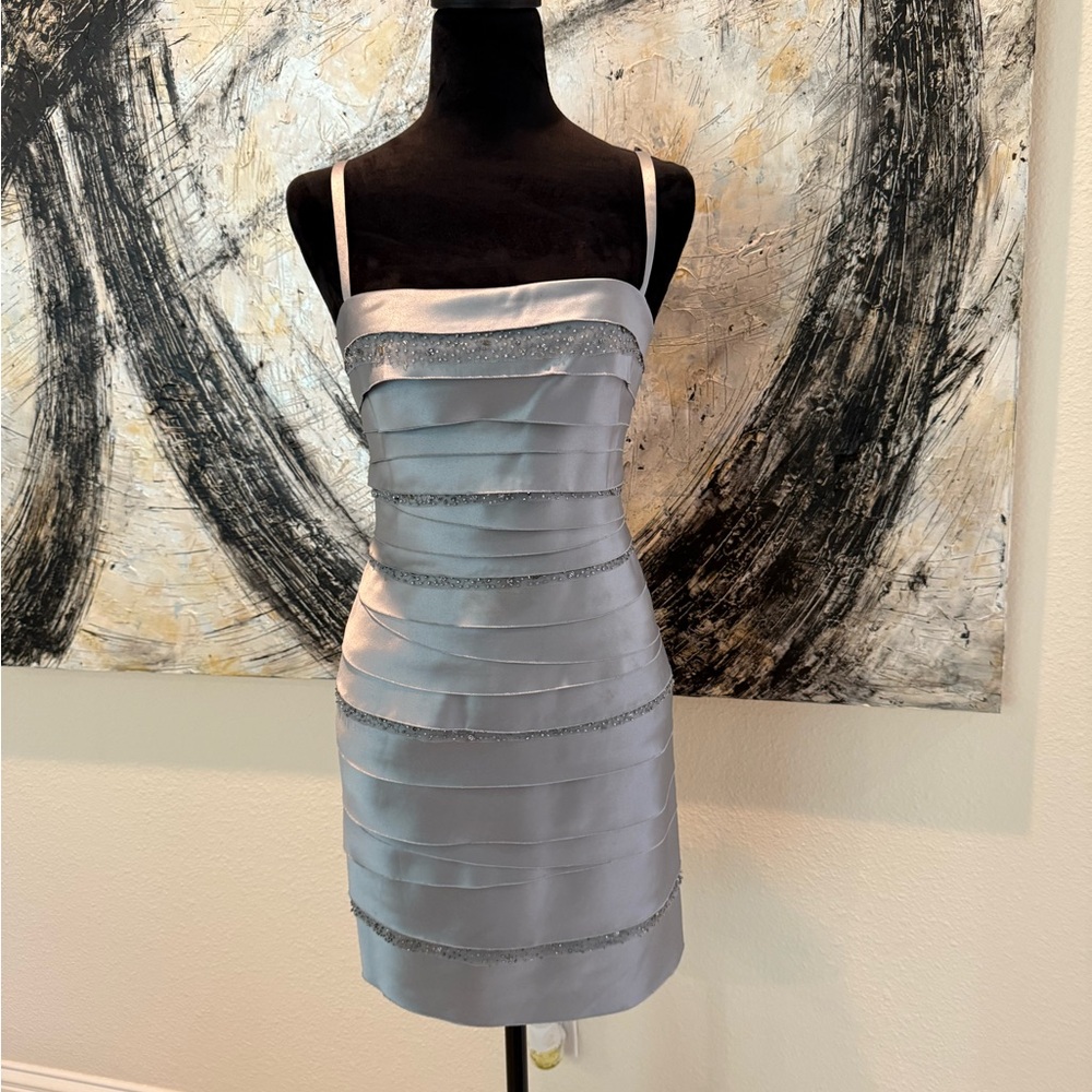BCBGMaxAzria Smoke Gray Satin Dress